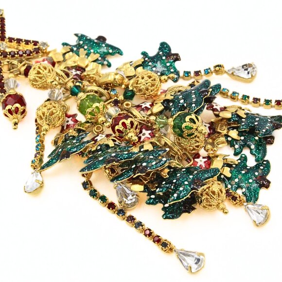 Fun Lunch At Ritz  Enamel Santa Klaus Reindeer Christmas Tree Holiday Set - Picture 3 of 16